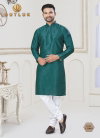 Teal Green Colour Outluk Vol 133 Jequard Silk Digital Printed Mens Kurta Pajama Suppliers In India 133003